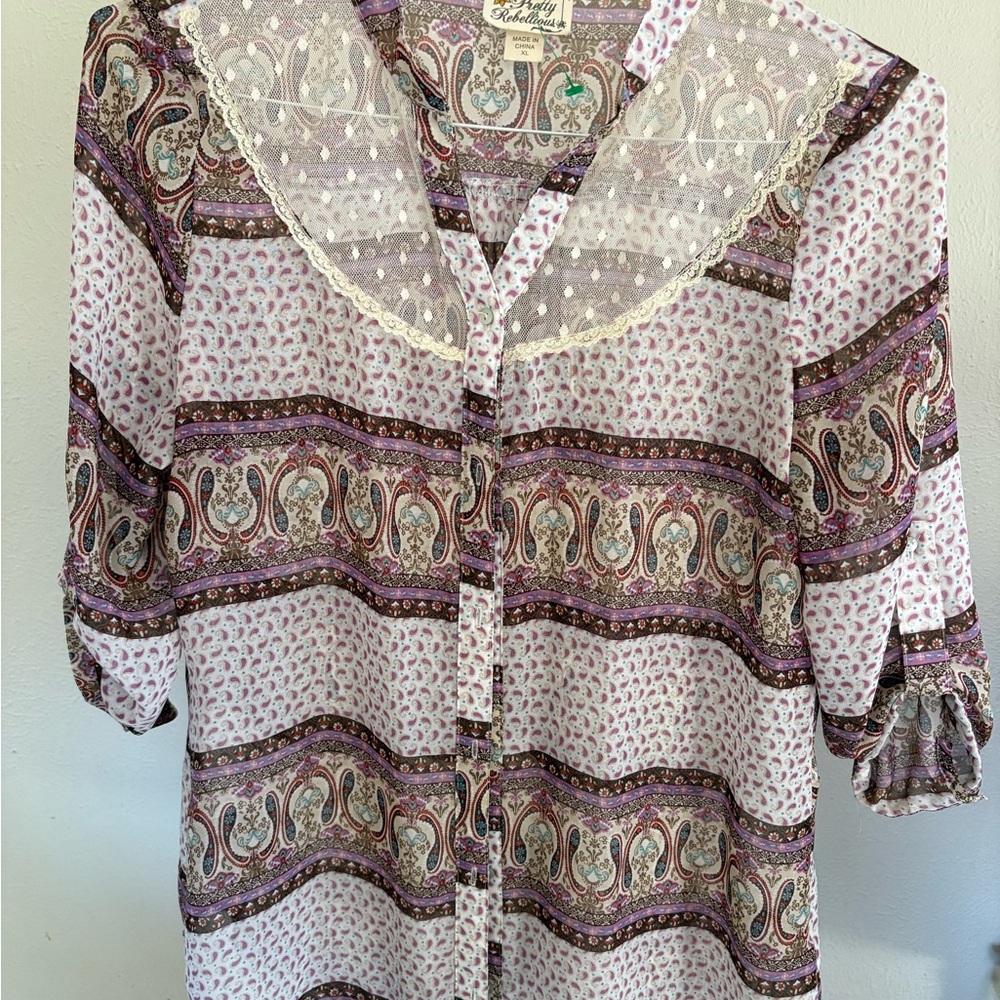Pretty Rebellious Multicolor Paisley Blouse - Picture 1 of 4